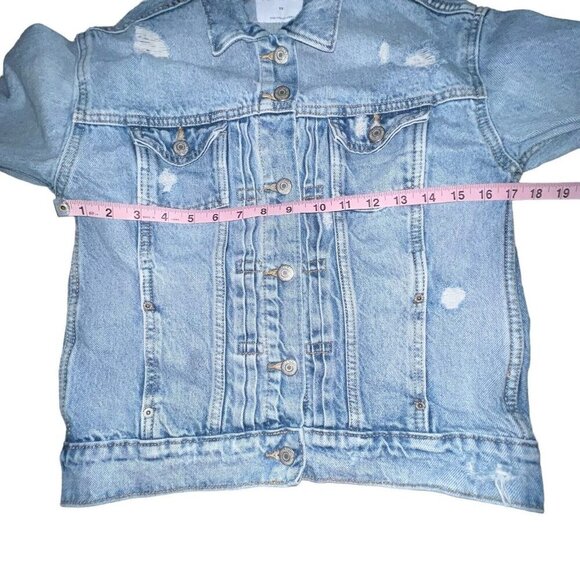 Old Navy Women's Size XS Distressed Denim Button Up Jacket Cotton Light Wash - Picture 4 of 8